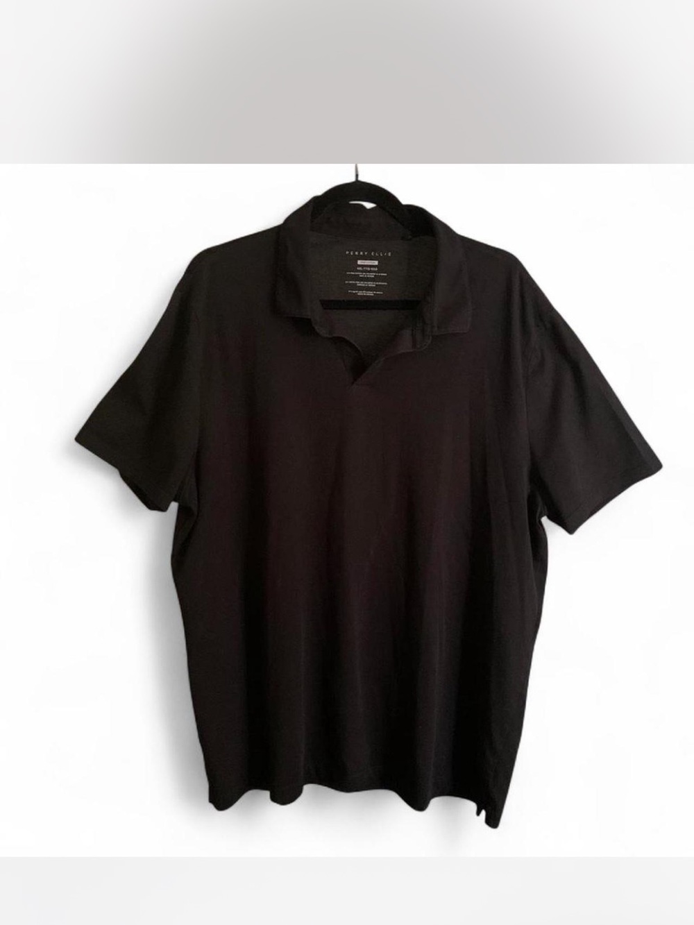 Men’s Perry Ellis Black Short Sleeve Polo with horse and rider graphic size XXL
